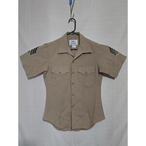 USMC Men's Khaki Service Shirt Short Sleeve Size 15 USGI VGC Q55q